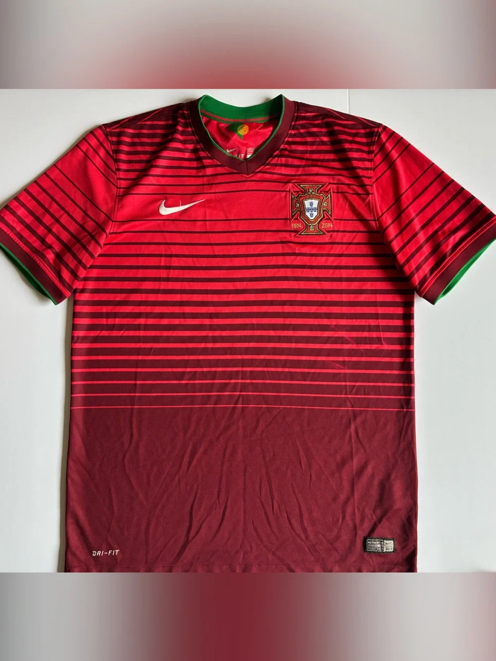 Portugal Nike Men's Red Soccer Jersey with Gradient Stripes Medium Size
